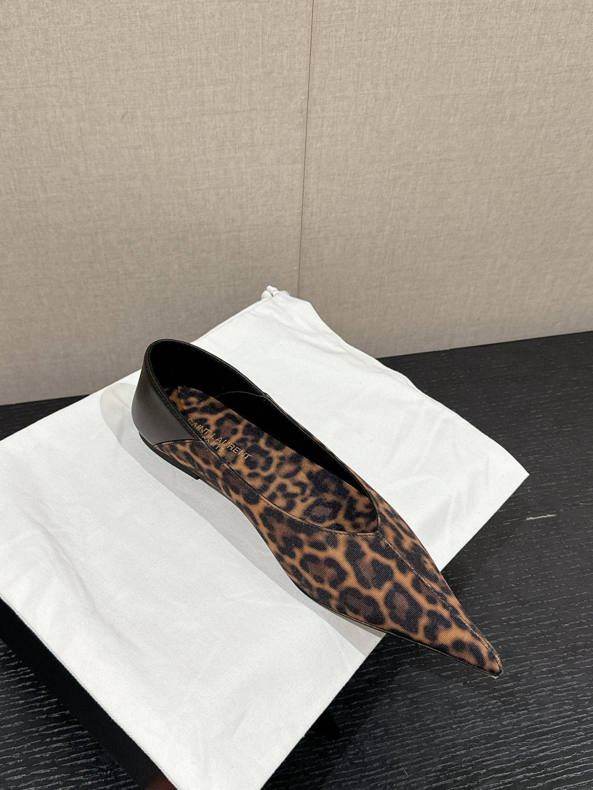 SL NOUR LEOPARD POINTED TOE BALLET AMBER CANVAS