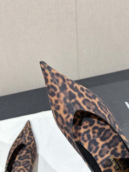SL NOUR LEOPARD POINTED TOE BALLET AMBER CANVAS