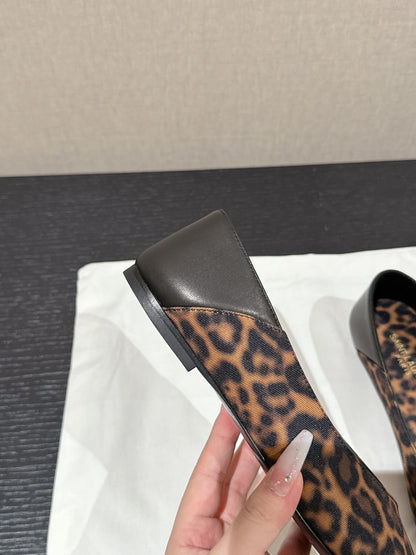 SL NOUR LEOPARD POINTED TOE BALLET AMBER CANVAS