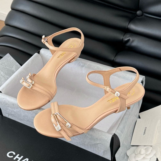 MID-HEEL 35 MM SANDAL IN NUDE TAN SHEEPSKIN