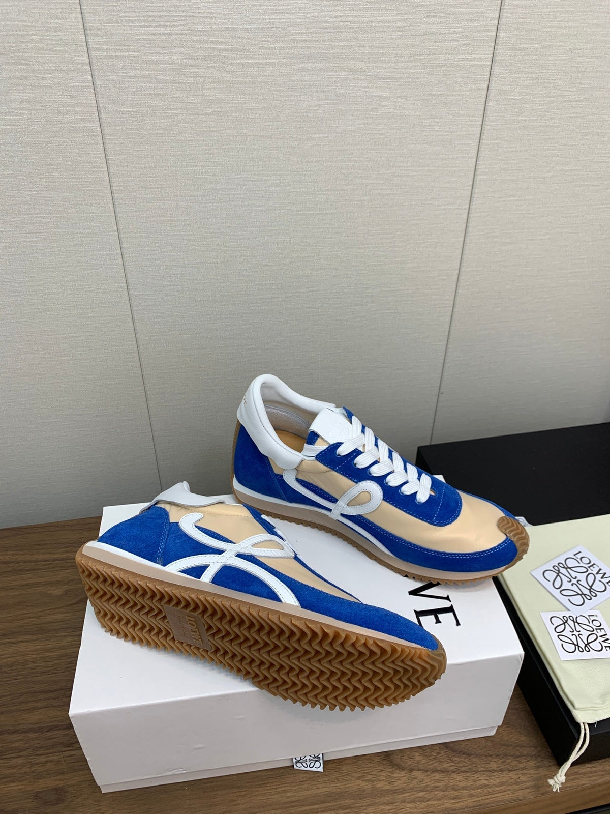 LW FLOW RUNNER SNEAKER COBALT-BEIGE SUEDE