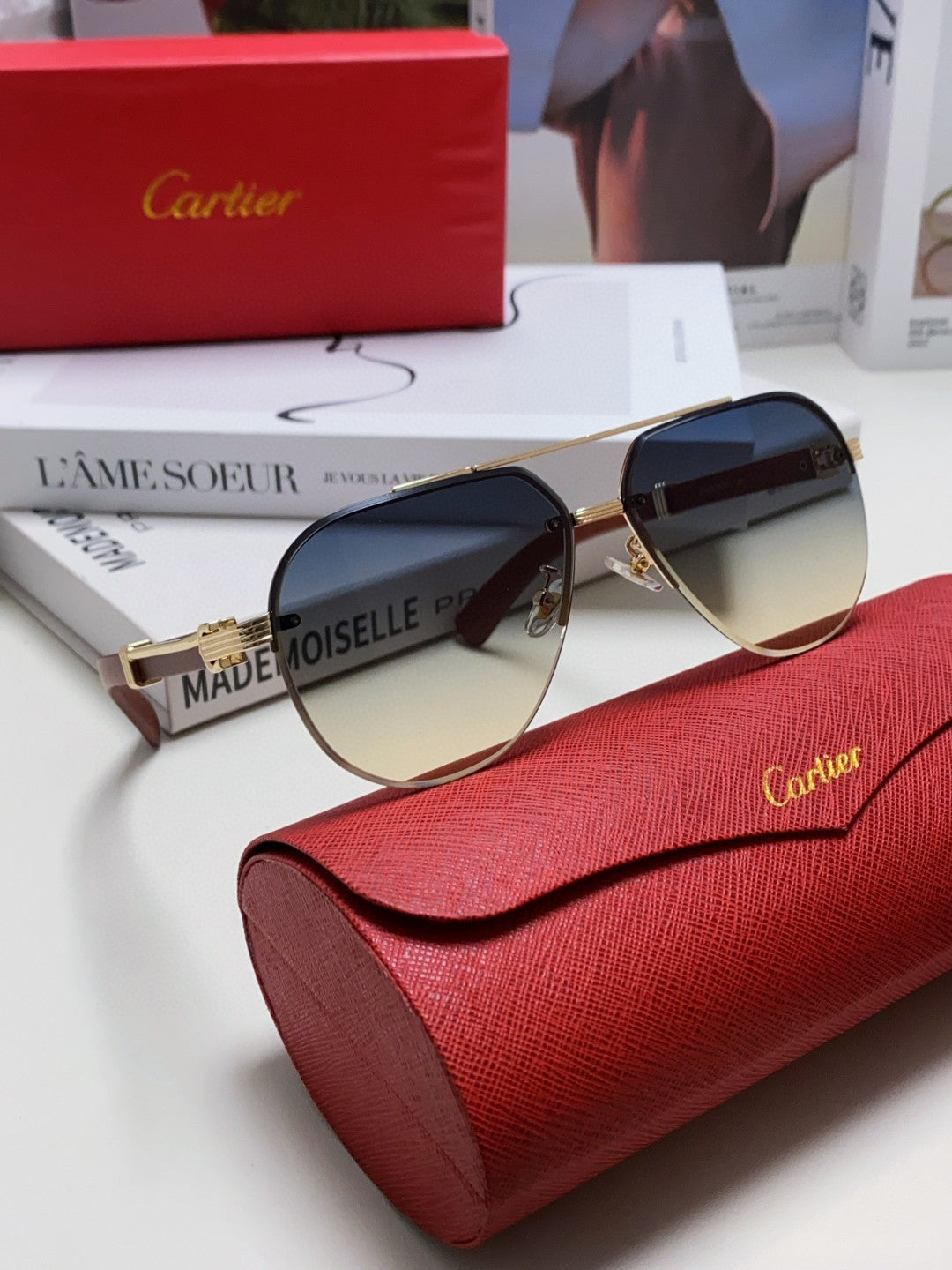 SIGNATURE C DE AVIATOR FRAME SUNGLASSES 561995 IN METAL