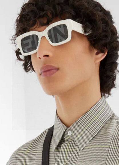 ROMA EMBOSSED RECTANGULAR FRAME SUNGLASSES 527221 IN ACETATE