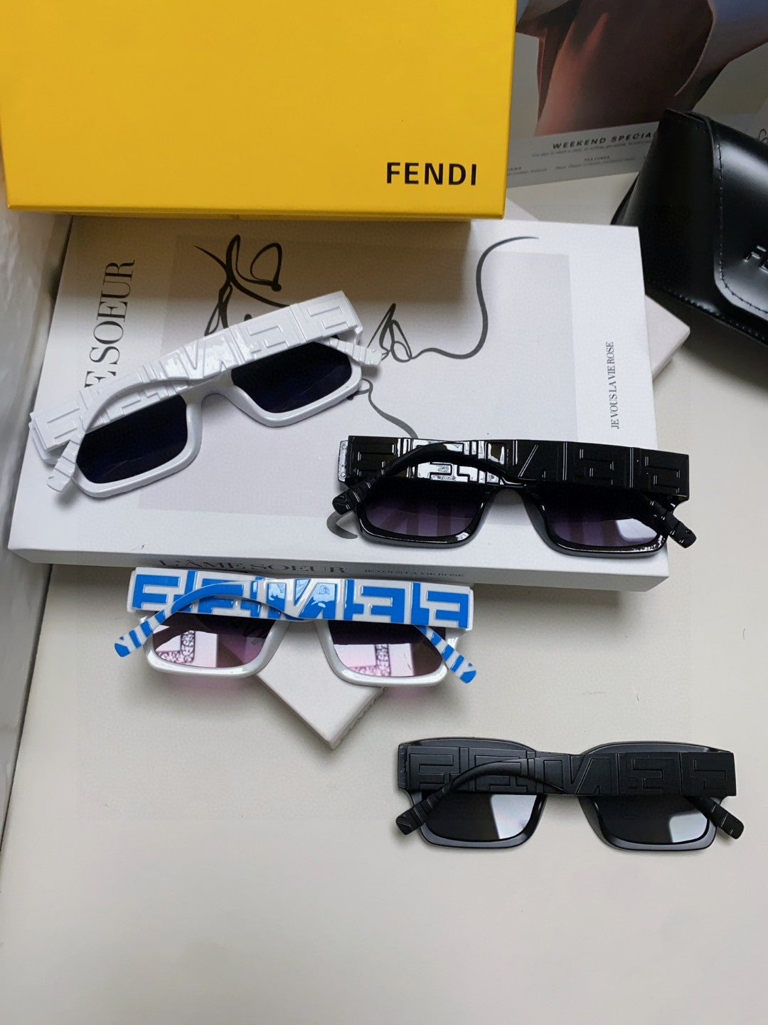 ROMA EMBOSSED RECTANGULAR FRAME SUNGLASSES 527221 IN ACETATE