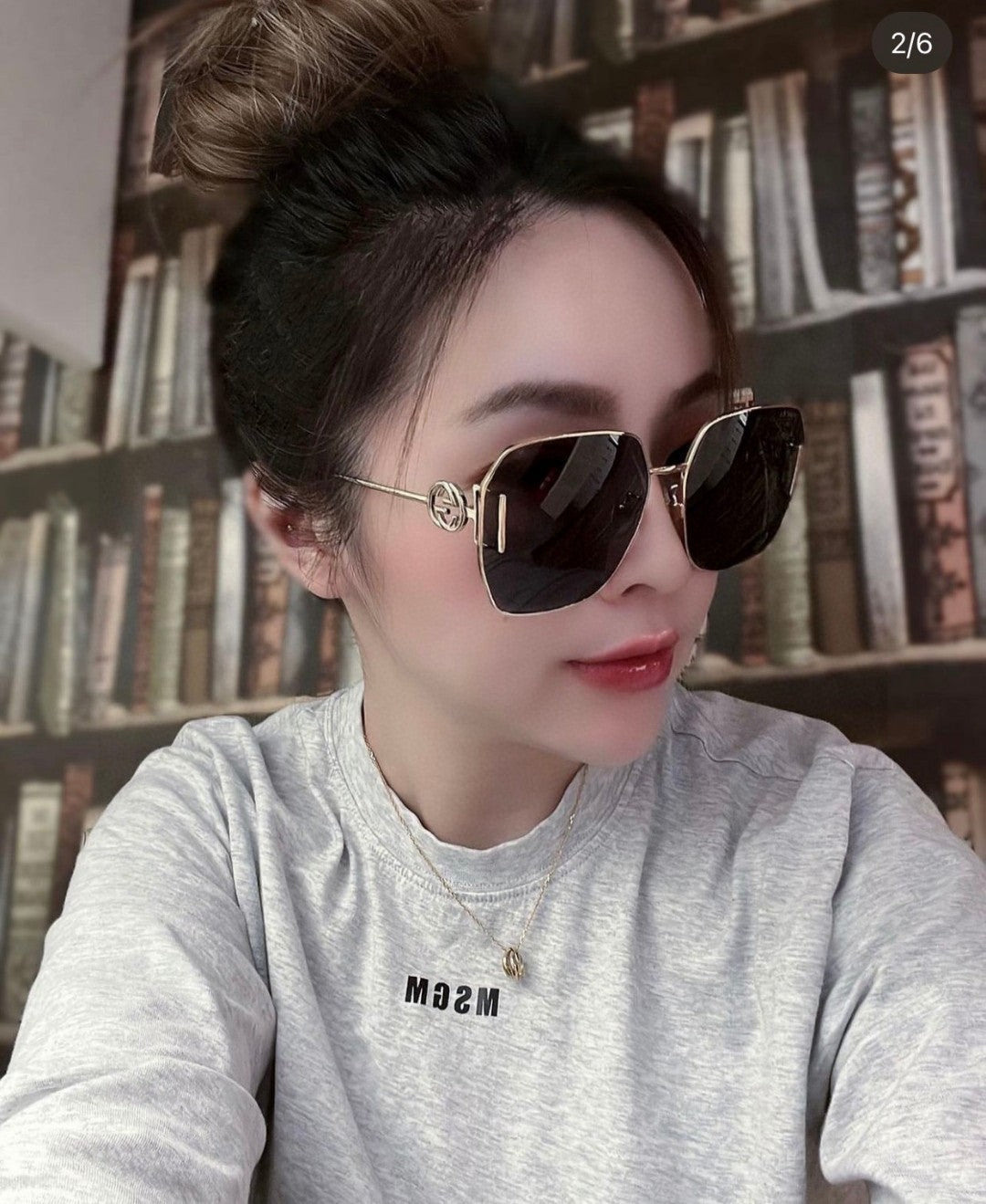 SQUARE FRAME SUNGLASSES 570217 IN METAL