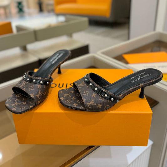 LV X TM 6AM HIGH 4 CM MULE IN CHOCOLATE BROWN MONOGRAM CALFSKIN