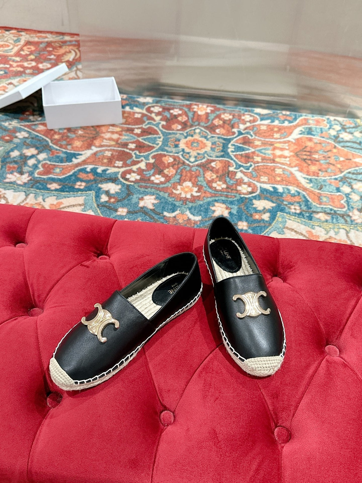 ESPADRILLES BLACK LAMBSKIN GOLD TRIOMPHE
