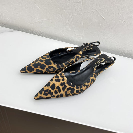 CHERISH SLINGBACK PUMPS 35 IN LEOPARD GROSGRAIN