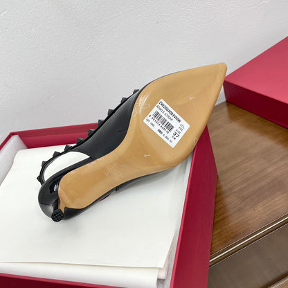 ROCKSTUD BOW SLINGBACK BLACK PATENT LEATHER PUMP 60MM