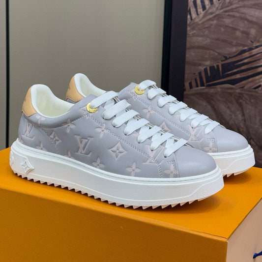 TIME OUT SNEAKER IN COOL GRAY EMBOSSED MONOGRAM CALFSKIN