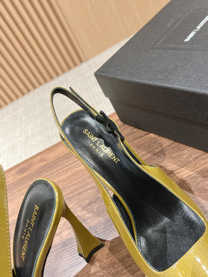 SL DUNE SLINGBACK PUMPS MUSTARD POLISHED CALFSKIN