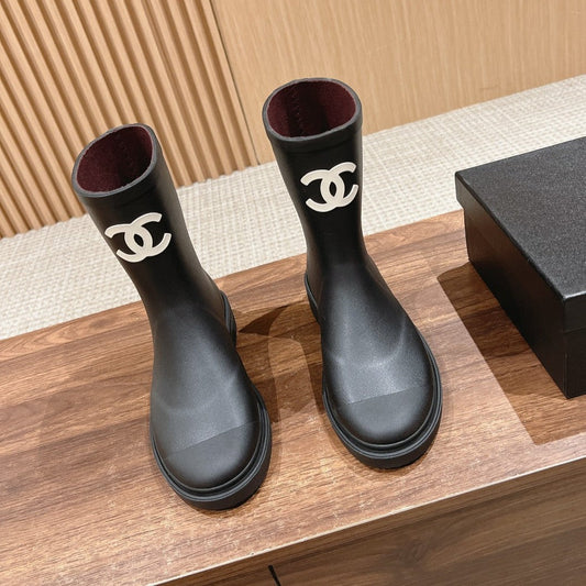 CC RAIN BOOTS BLACK TPU WITH WHITE LOGO
