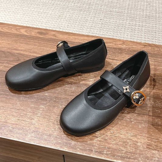 MARY JANE FLAT IN BLACK CALFSKIN 168943