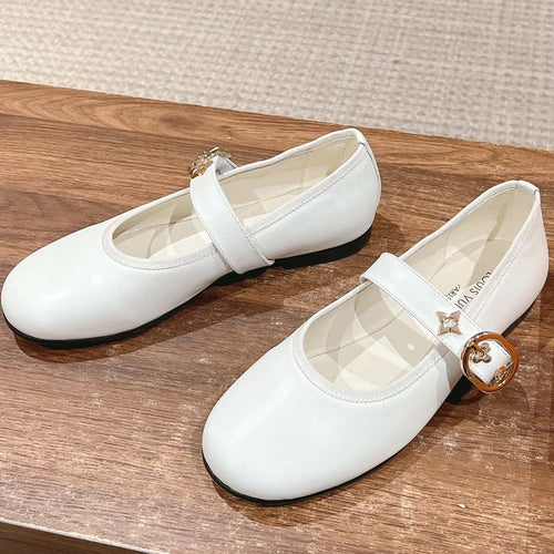 MARY JANE FLAT IN WHITE CALFSKIN