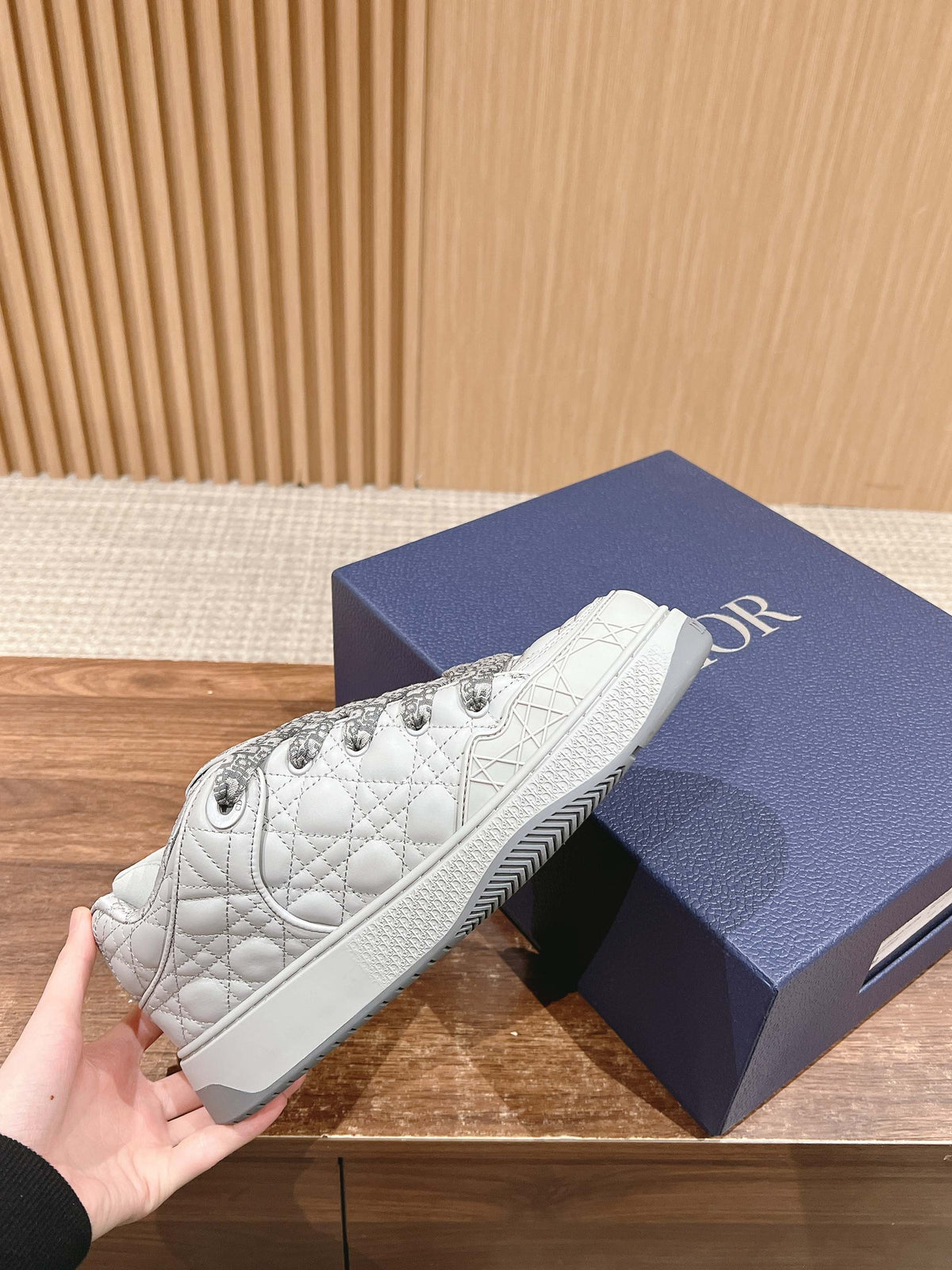 BY ERL B9S SKATER SNEAKER IN PALE GRAY CANNAGE LAMBSKIN