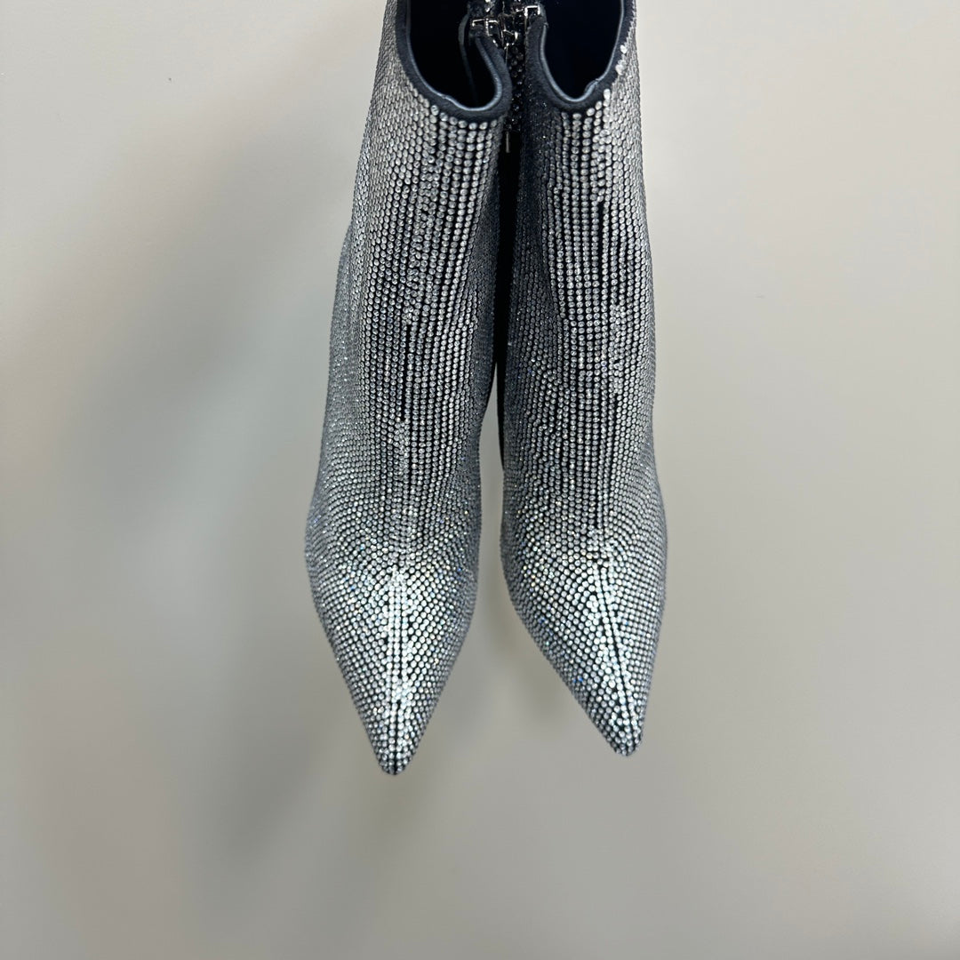 SL OPYUM GLITTER HEELED BOOT BLACK CALFSKIN