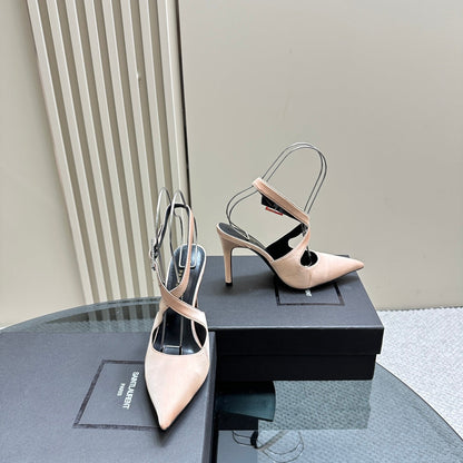 SL CROSS-STRAP SLINGBACK PINK NUDE SATIN
