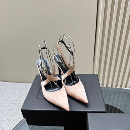 SL CROSS-STRAP SLINGBACK PINK NUDE SATIN