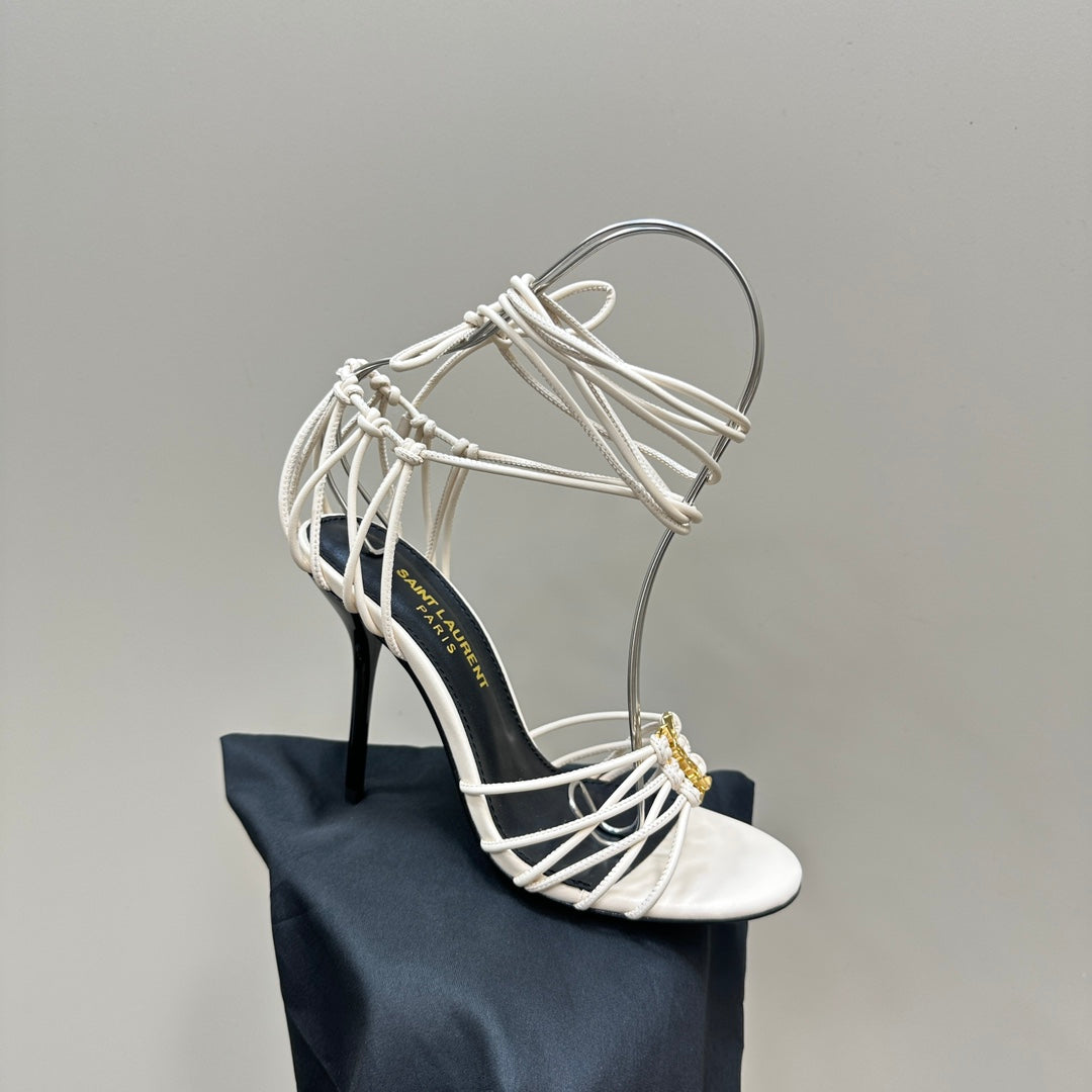 SL BABYLONE SANDALS 105 WHITE LAMBSKIN