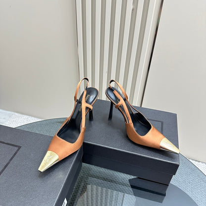 SL JEANNE SLINGBACK PUMPS TANGERINE SATIN