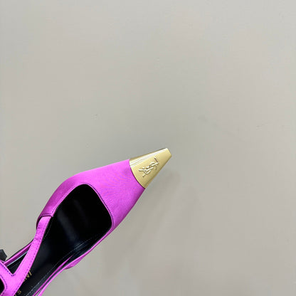SL JEANNE SLINGBACK PUMPS NEON PINK SATIN