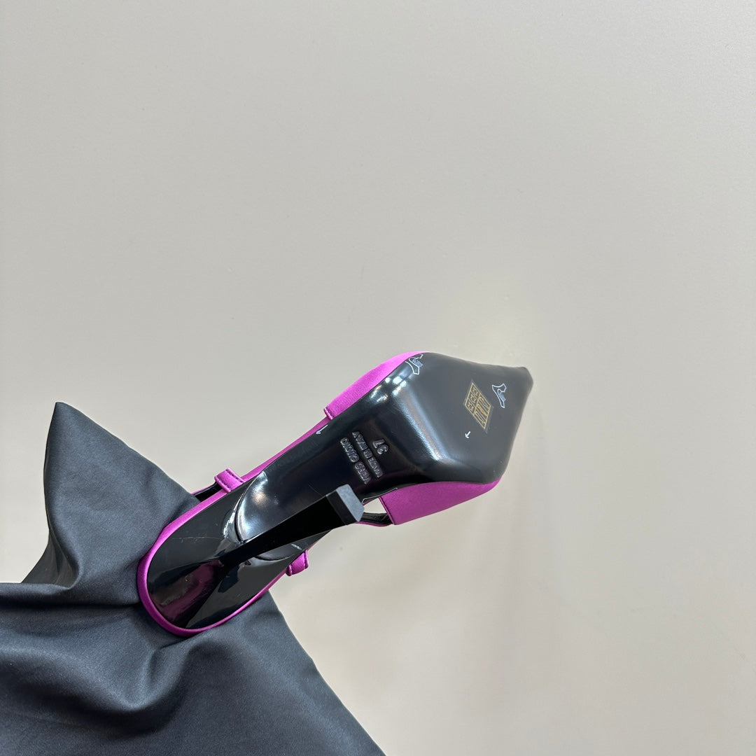 SL JEANNE SLINGBACK PUMPS NEON PINK SATIN