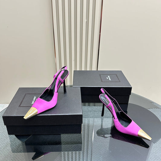 SL JEANNE SLINGBACK PUMPS NEON PINK SATIN