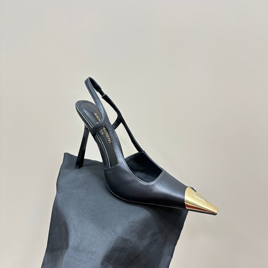 SL JEANNE SLINGBACK PUMPS BLACK CALFSKIN