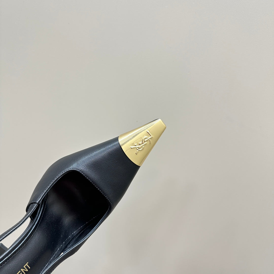 SL JEANNE SLINGBACK PUMPS BLACK CALFSKIN