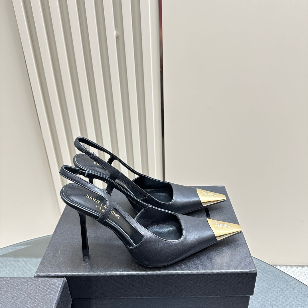 SL JEANNE SLINGBACK PUMPS BLACK CALFSKIN