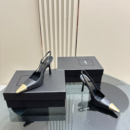 SL JEANNE SLINGBACK PUMPS BLACK CALFSKIN