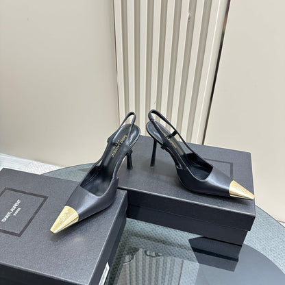 SL JEANNE SLINGBACK PUMPS BLACK CALFSKIN