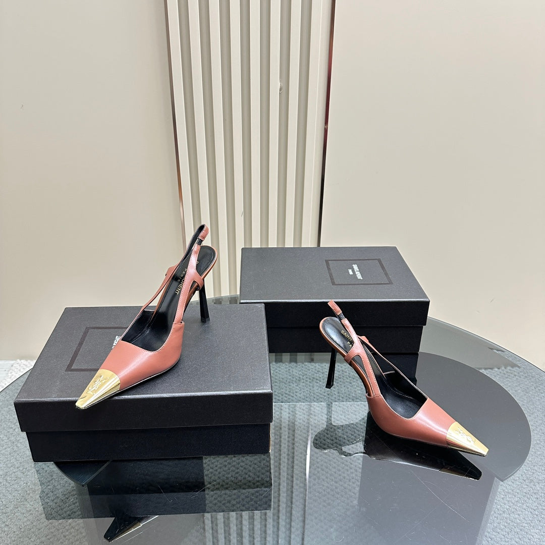 SL JEANNE SLINGBACK PUMPS RUST CALFSKIN