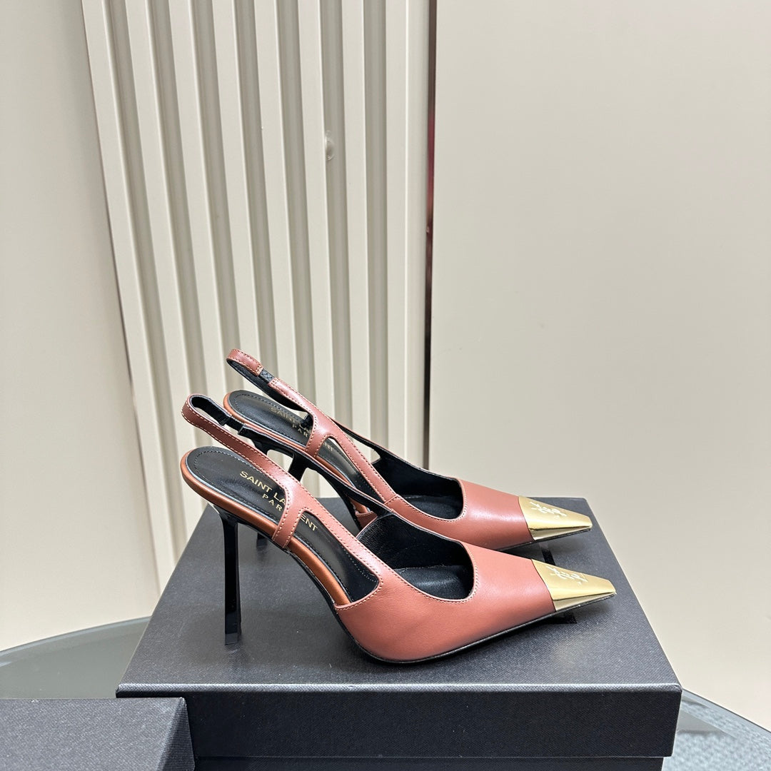 SL JEANNE SLINGBACK PUMPS RUST CALFSKIN