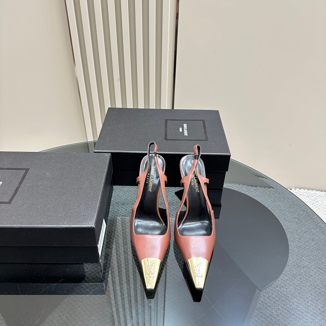 SL JEANNE SLINGBACK PUMPS RUST CALFSKIN