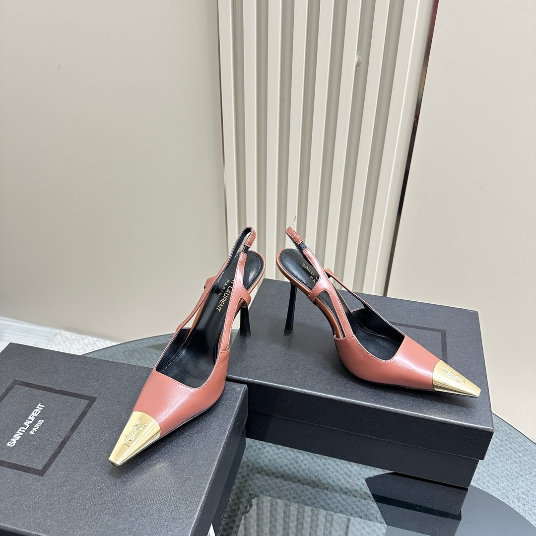 SL JEANNE SLINGBACK PUMPS RUST CALFSKIN