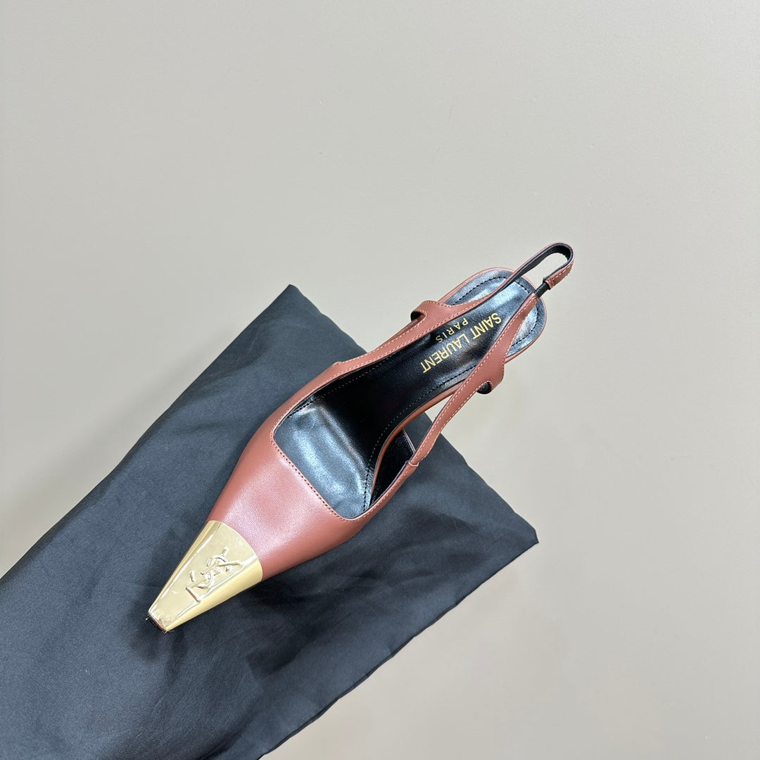 SL JEANNE SLINGBACK PUMPS RUST CALFSKIN