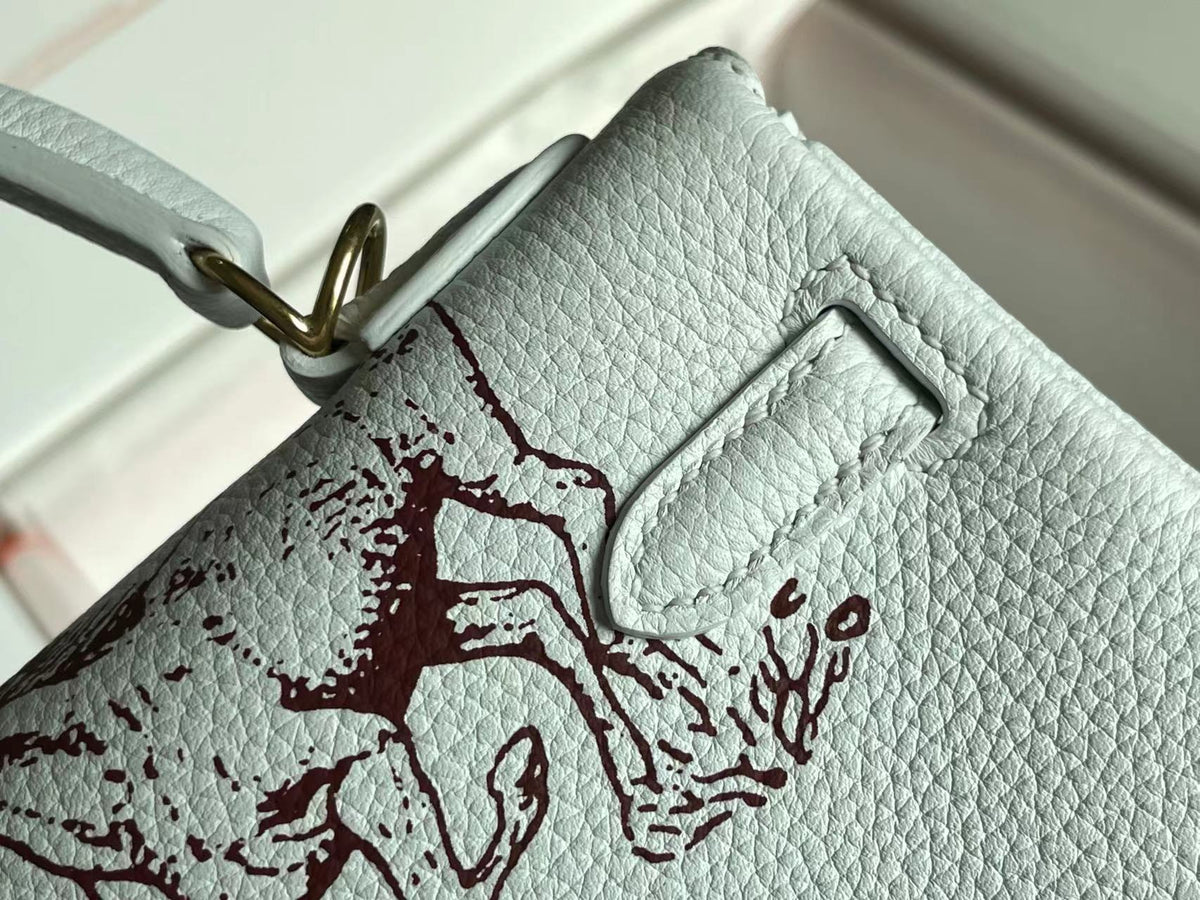 BIRKIN 25 BAG IN WHITE CALFSKIN WITH COLORFUL STICKER 228763