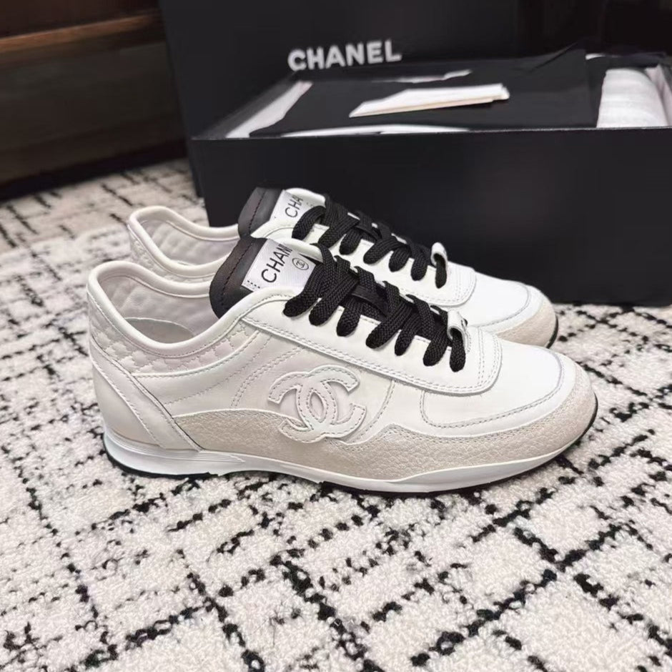 TRAINERS SNEAKER IN WHITE CALFSKIN AND SUEDE