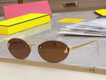 FIRST CRYSTAL OVAL FRAME SUNGLASSES FE4075US IN METAL