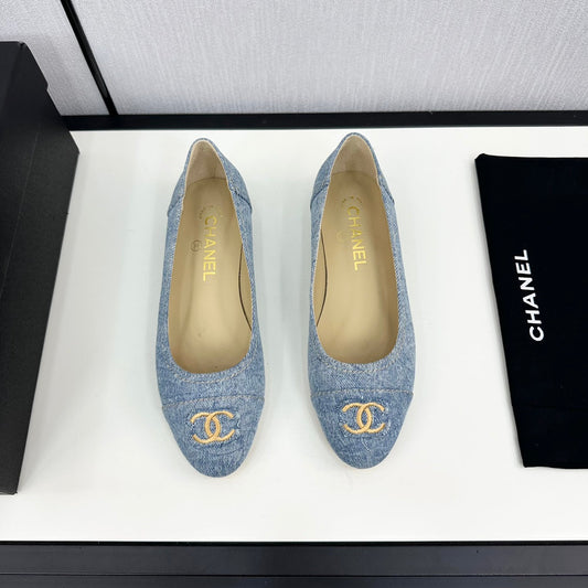 cc ballet flat light blue denim 166814