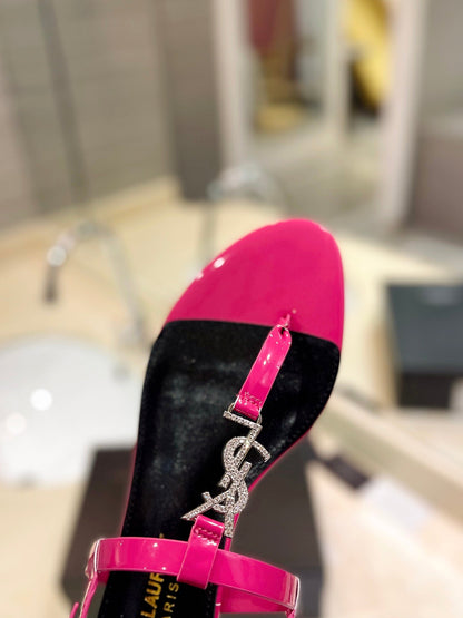 SL CASSANDRA SANDALS DEEP PINK POLISHED CALFSKIN