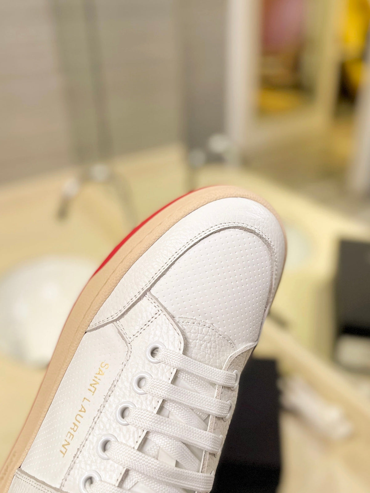 SL SL/61 SNEAKERS WHITE AND RED CALFSKIN