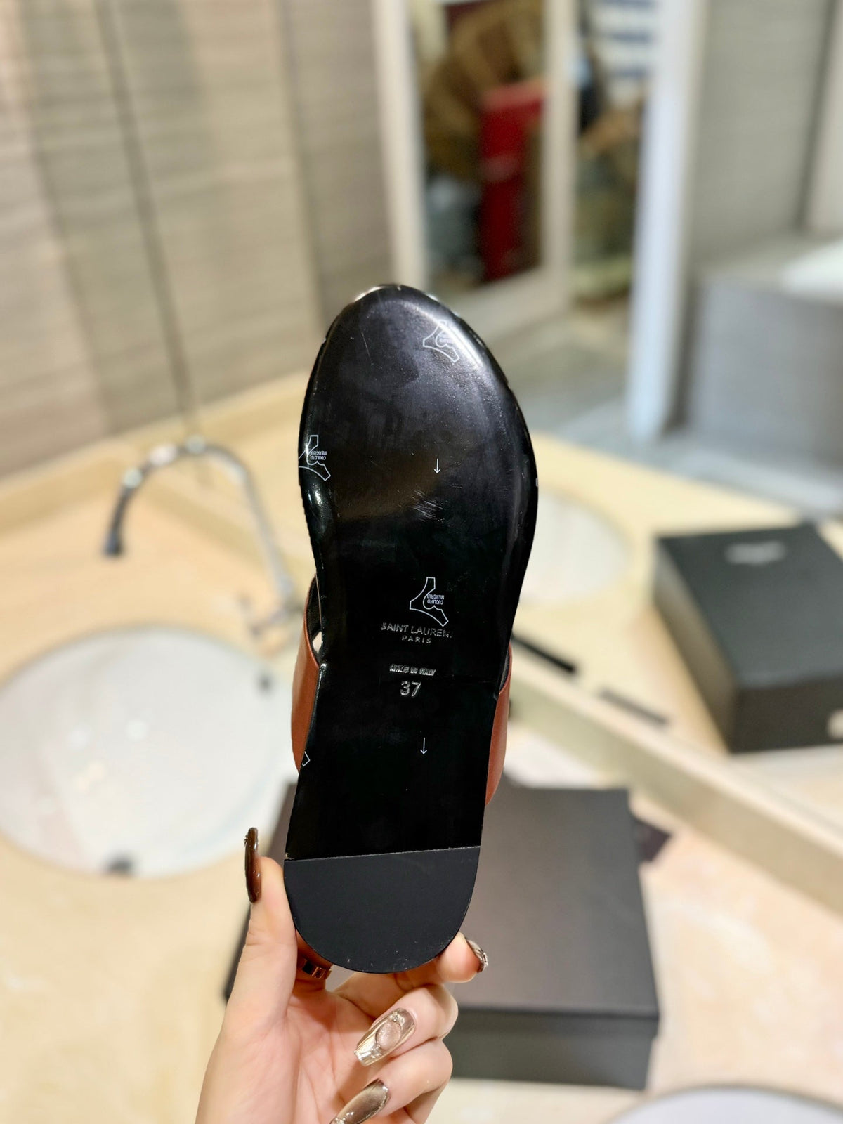 SL KOUROS THONG SANDALS BROWN CALFSKIN