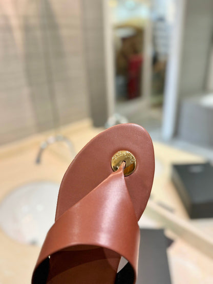 SL KOUROS THONG SANDALS BROWN CALFSKIN