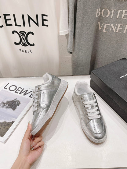 SL SL/61 SNEAKERS SILVER PERFORATED CALFSKIN