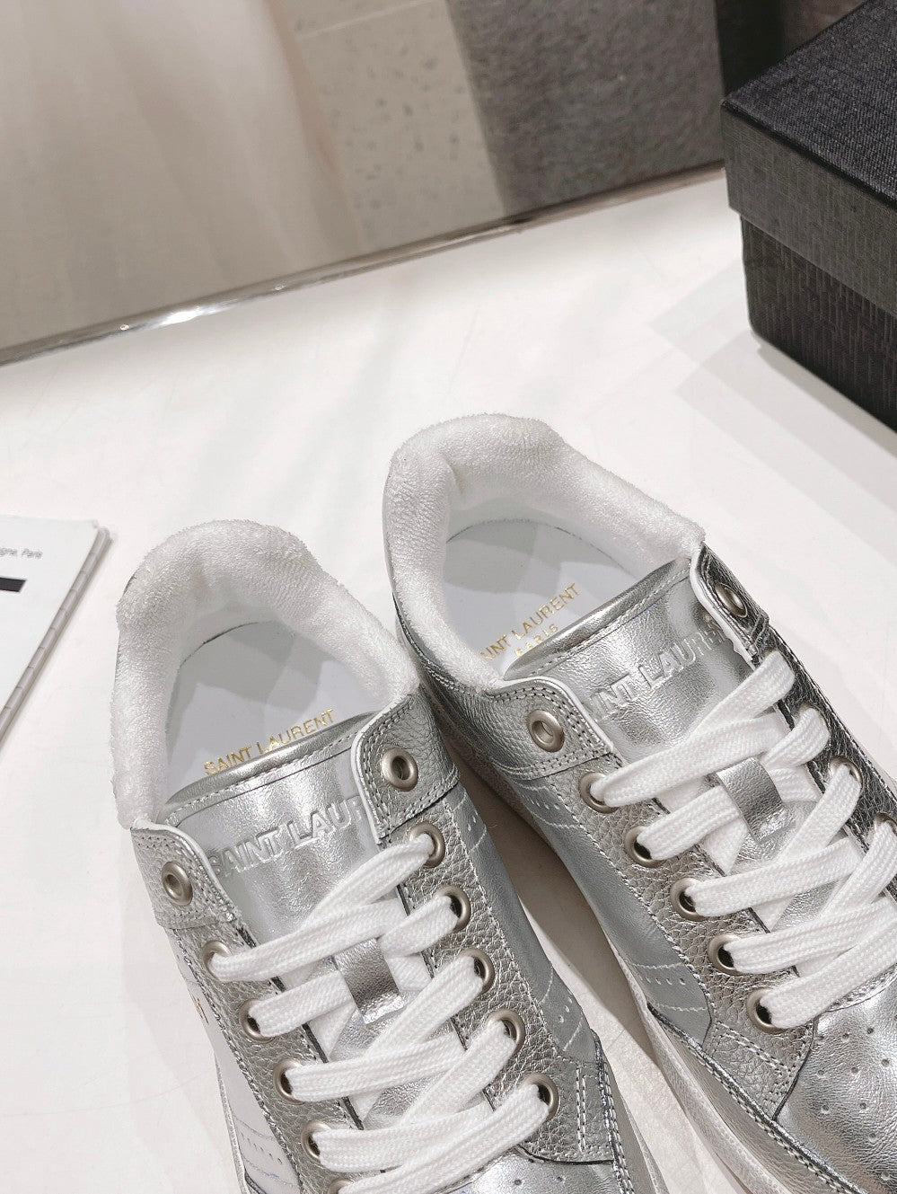 SL SL/61 SNEAKERS SILVER PERFORATED CALFSKIN