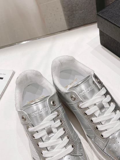 SL SL/61 SNEAKERS SILVER PERFORATED CALFSKIN
