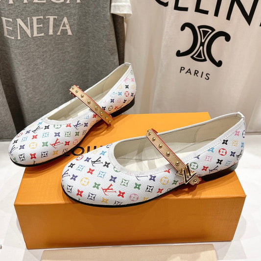 MARY JANE FLAT IN WHITE MONOGRAM CALFSKIN