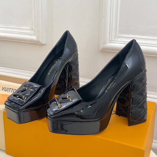 SHAKE MARY JANE HIGH HEEL 12 CM IN BLACK PATENT CALFSKIN
